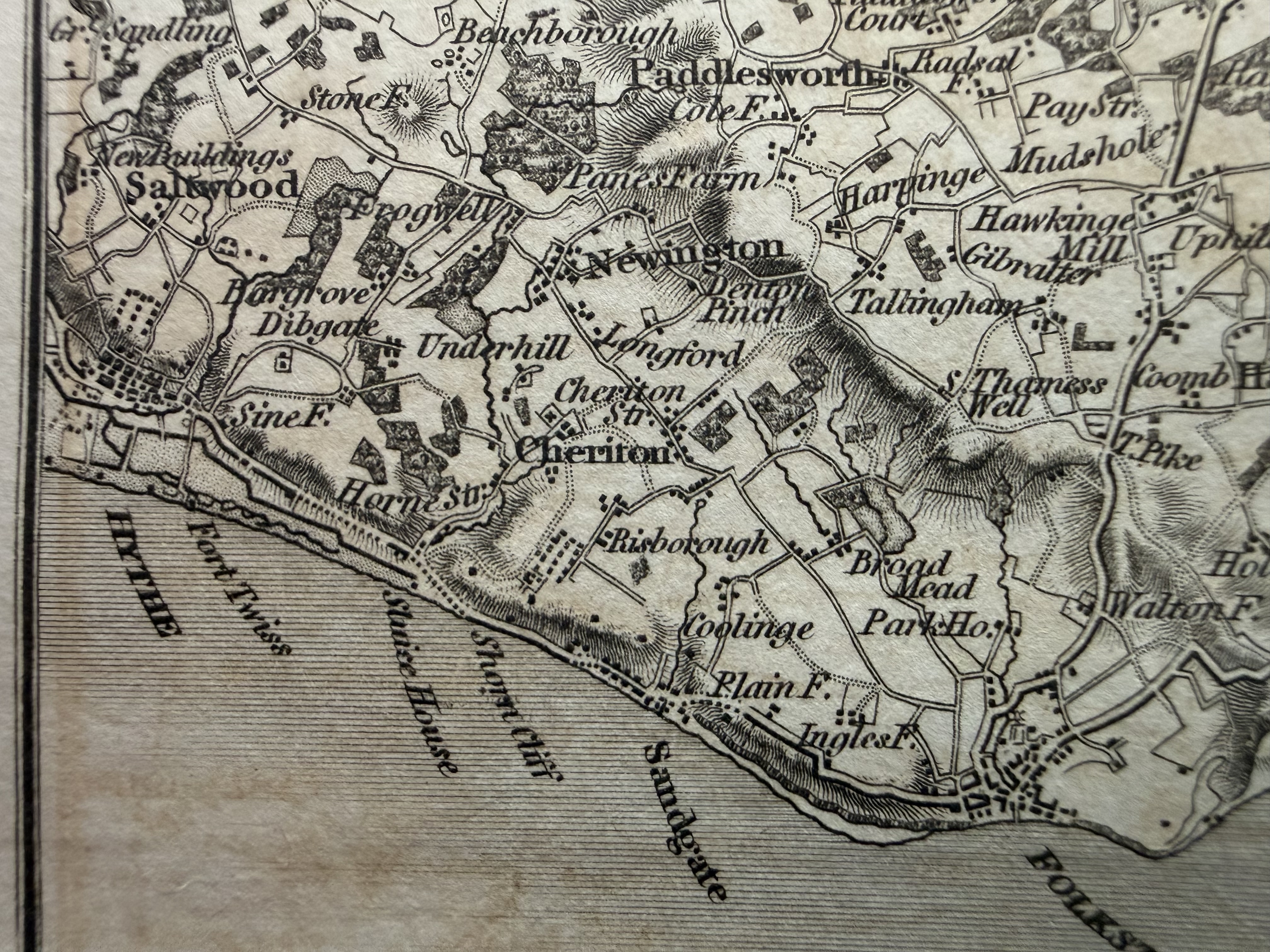 Deal to Hythe Map (1829) Zoomed