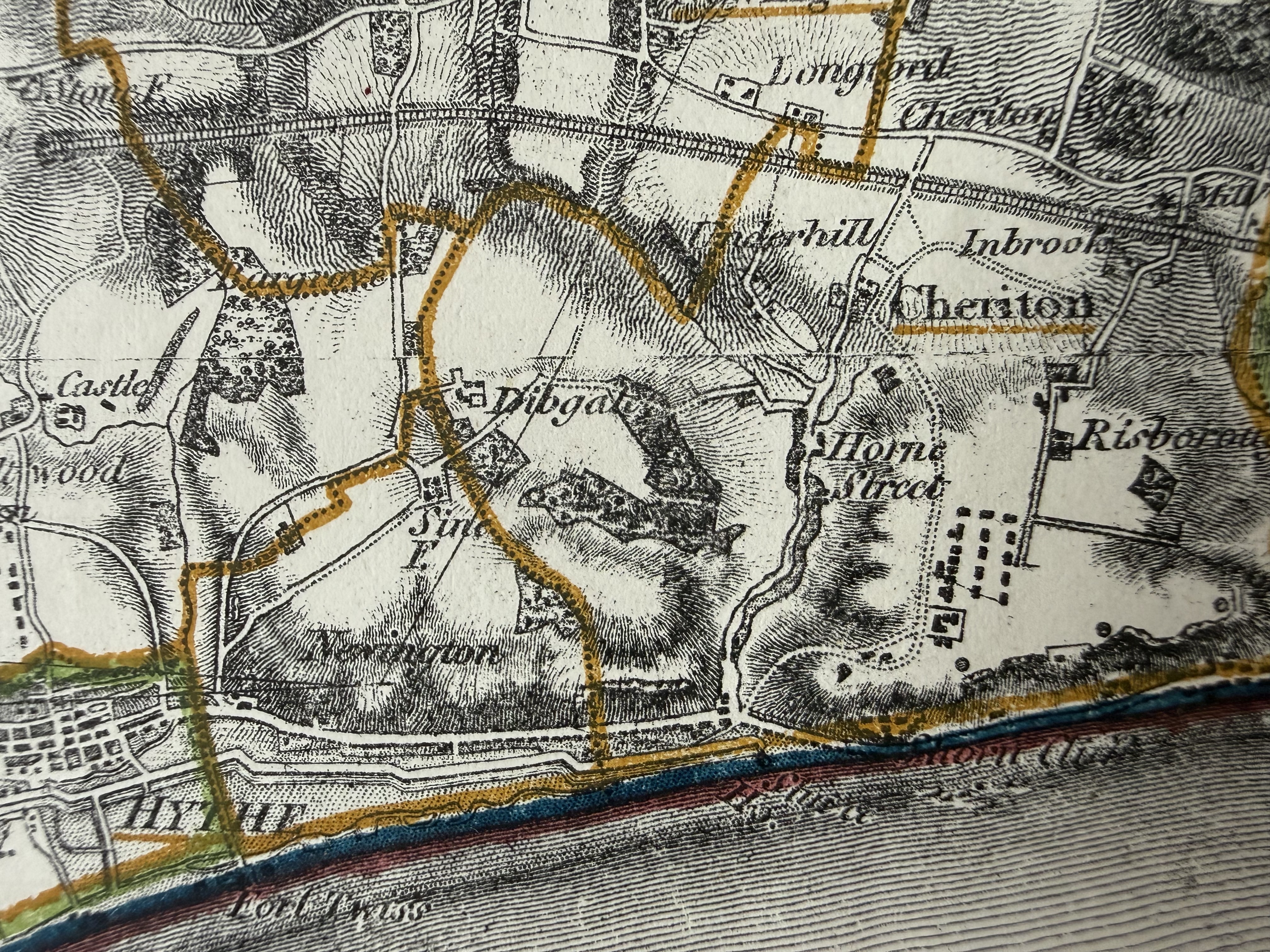 Hythe, Kent Parliamentary Boundary (1868) Zoomed