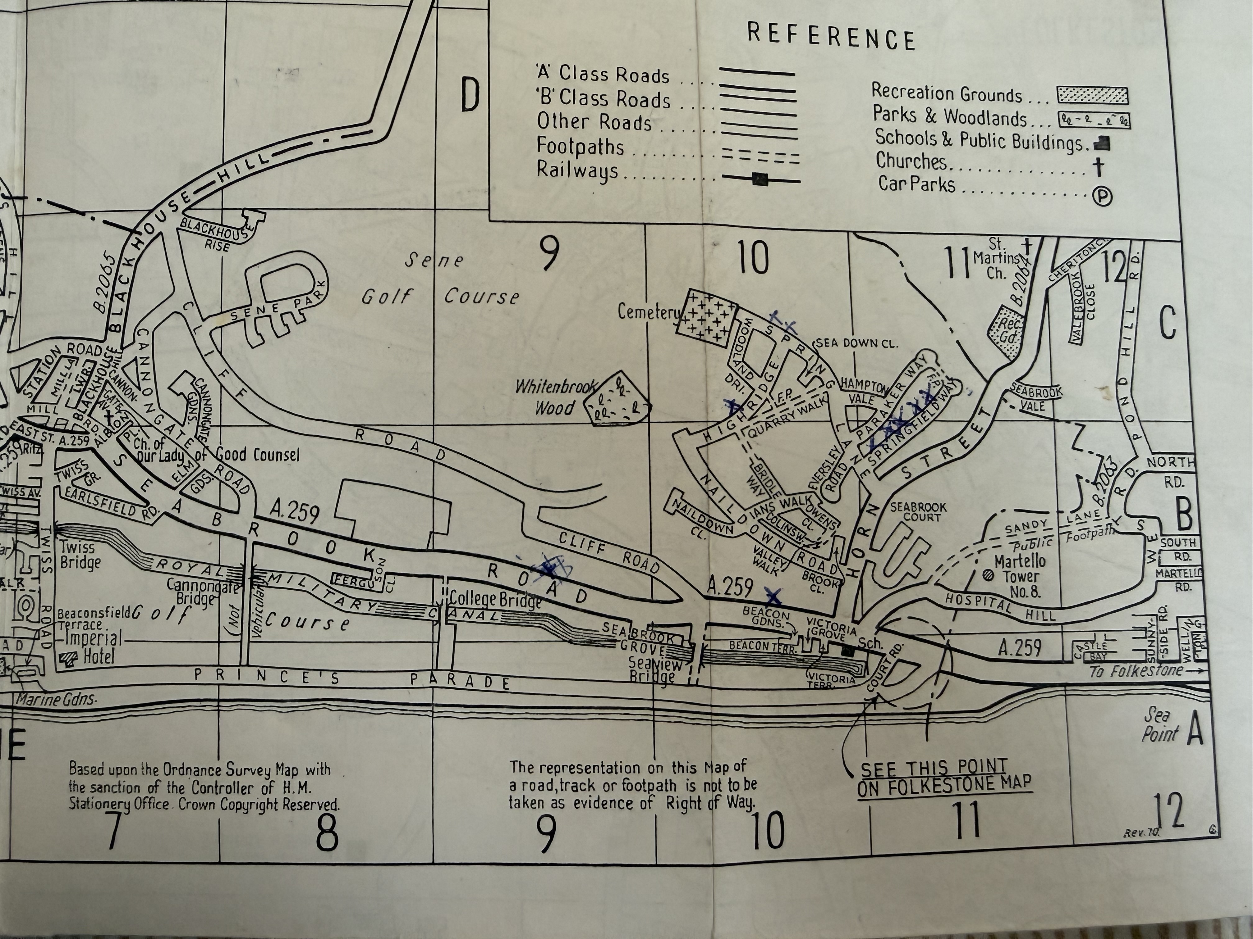 Folkestone & Hythe Street Plan (1960s) Zoomed