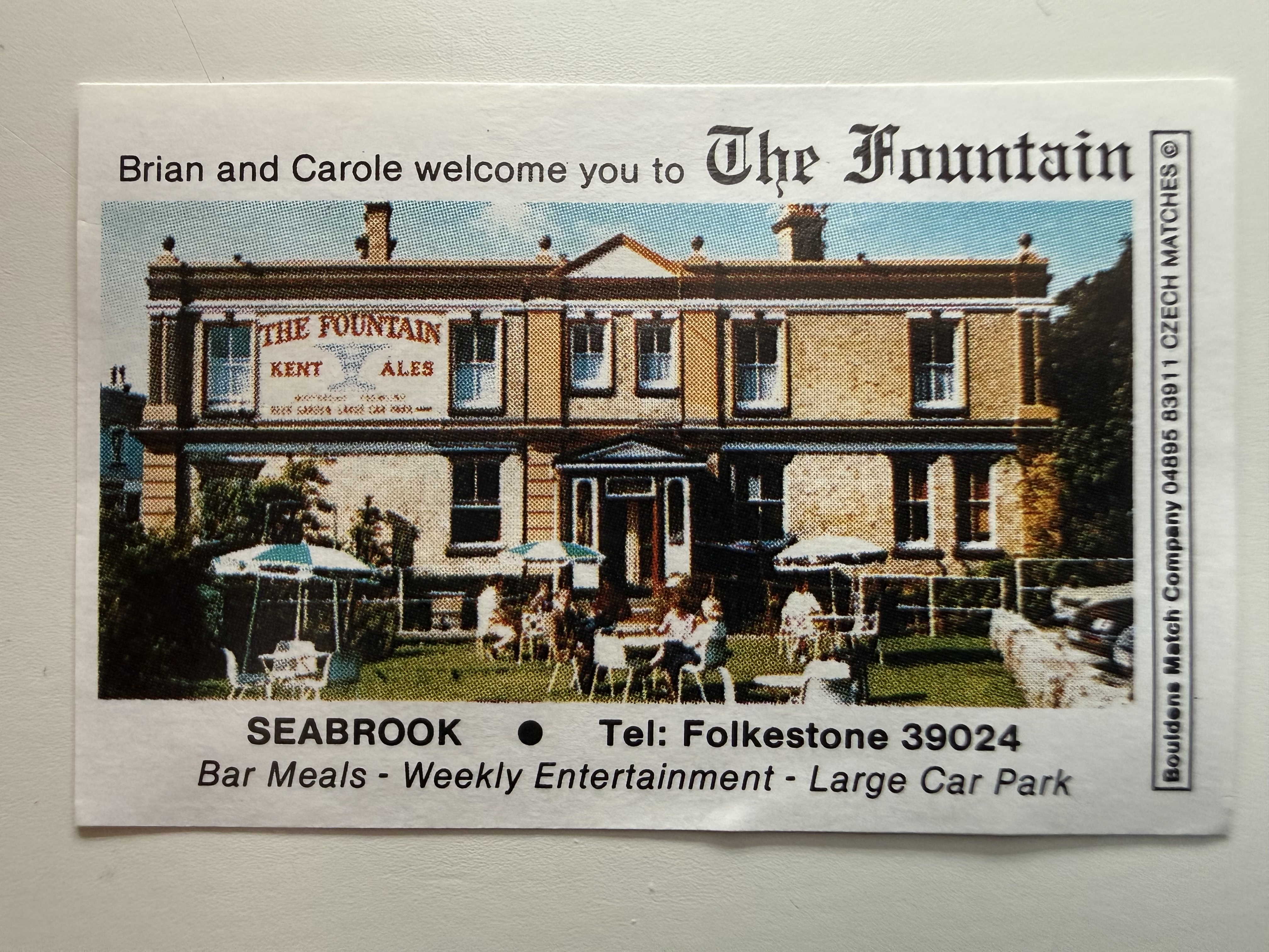 The Fountain matchbox label